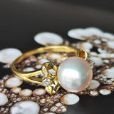 MIKIMOTO ミキモト あこや真珠 天然ダイヤモンドリング