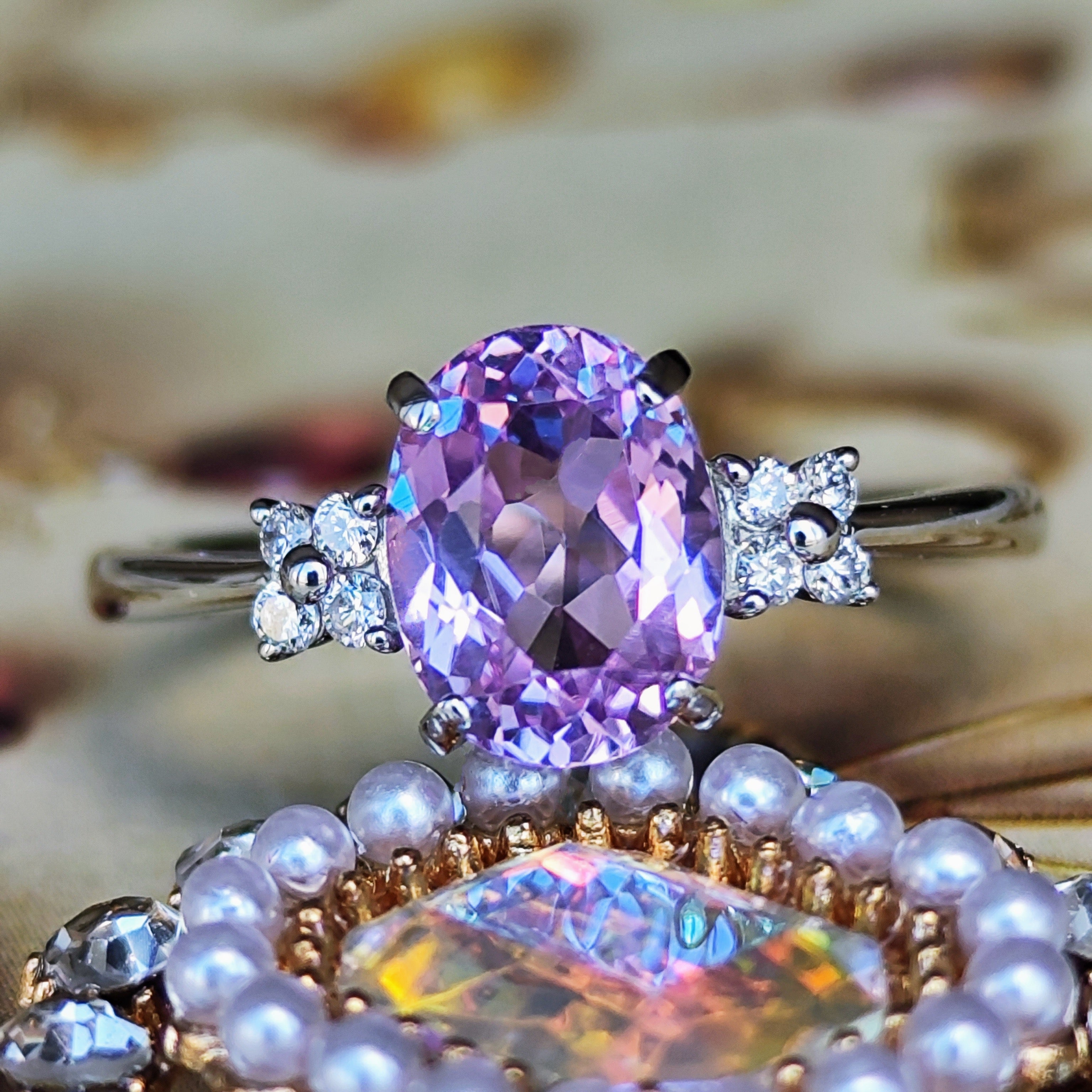 ピンクの色合いを持つ宝石は多い天然 クンツァイト ダイヤモンド 計13.361ct PT950 ￼