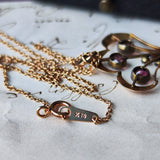 イギリス アンティーク ピンクトルマリン ガーネット シードパール ネックレス