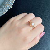 【アプリコット】有核淡水パール リボン 10金リング