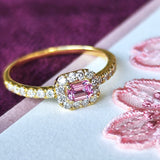 天然パパラチアサファイア 天然ダイヤモンド リング