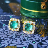 【シュガーローフ】天然エメラルド 天然ダイヤモンド ピアス