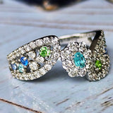 【お値下げ】天然パライバトルマリン デマントイドガーネット アウイナイト アクアマリン ベニトアイト ダイヤモンド リング