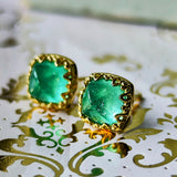 【シュガーローフ】天然エメラルド 18金ピアス