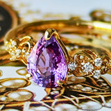 天然パープルサファイア 天然ダイヤモンド リング