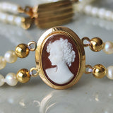 あこやベビーパール 2連ネックレス シェルカメオ