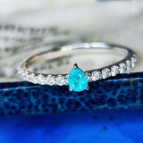 天然パライバトルマリン ペアシェイプ 天然ダイヤモンド リング