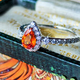 【お値下げ】マンダリンガーネット 天然スペサルティンガーネット 天然ダイヤモンド リング