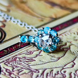 【ローズカット】天然パライバトルマリン 天然ダイヤモンド プラチナネックレス