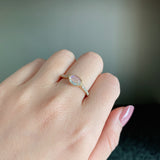 天然ロイヤルブルームーンストーン 天然ダイヤモンド 18金リング