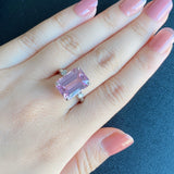 【大粒 8.42ct】天然クンツァイト 天然ダイヤモンド リング