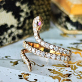 【スネークリング】天然ピンクサファイア 天然ダイヤモンド リング