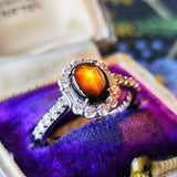 【魅惑の黒い宝石】天然ブラックスターサファイア 天然ダイヤモンド リング