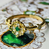 【童話シリーズ 親指姫】天然エメラルド 天然ダイヤモンド リング