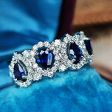 【5石 ロイヤルブルー】天然サファイア 天然ダイヤモンド リング