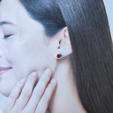 天然スぺサルティンガーネット 18金ピアス