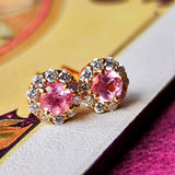 【お値下げ】天然ロードクロサイト 天然ダイヤモンド ピアス