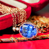 天然タンザナイト 天然ダイヤモンド 18金ネックレス