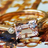 天然モルガナイト 天然ダイヤモンド リング