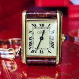 Cartier カルティエ マストタンク ヴェルメイユ ローマンダイヤル クォーツ腕時計