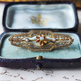 【お値下げ】イギリス アンティーク 天然ダイヤモンド 天然真珠 ブローチ