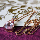 【大粒 3.01ct】天然モルガナイト 天然ダイヤモンド ネックレス