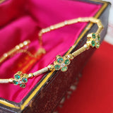 【お値下げ】形状記憶 天然エメラルド 天然ダイヤモンド ブレスレット バングル