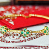 【お値下げ】形状記憶 天然エメラルド 天然ダイヤモンド ブレスレット バングル