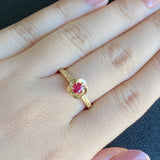 【復刻 捻り梅】天然ルビー お花の彫り 18金リング