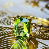 【パキスタン産】天然ペリドット 天然ダイヤモンド リング