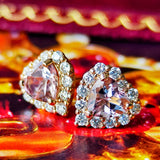 【お値下げ】天然モルガナイト ハートシェイプ 天然ダイヤモンド ピアス