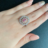 【再出品】天然パパラチアサファイア 天然ダイヤモンド リング