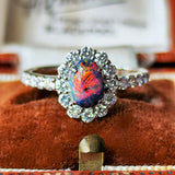 天然ブラックオパール オーストラリア産 天然ダイヤモンド リング