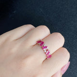 天然ルビー エメラルドカット 天然ダイヤモンド リング