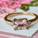 天然モルガナイト 天然ダイヤモンド リング