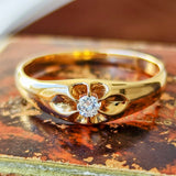 【昭和レトロ】天然ダイヤモンド 菊爪 18金リング