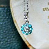 【ローズカット】天然ダイヤモンド 天然パライバトルマリン ネックレス