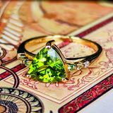 【パキスタン産】天然ペリドット 天然ガーネット 天然ダイヤモンド リング