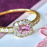 天然パパラチアサファイア 天然ダイヤモンド リング