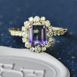 【お値下げ】天然バイカラーゾイサイト 天然ダイヤモンド リング