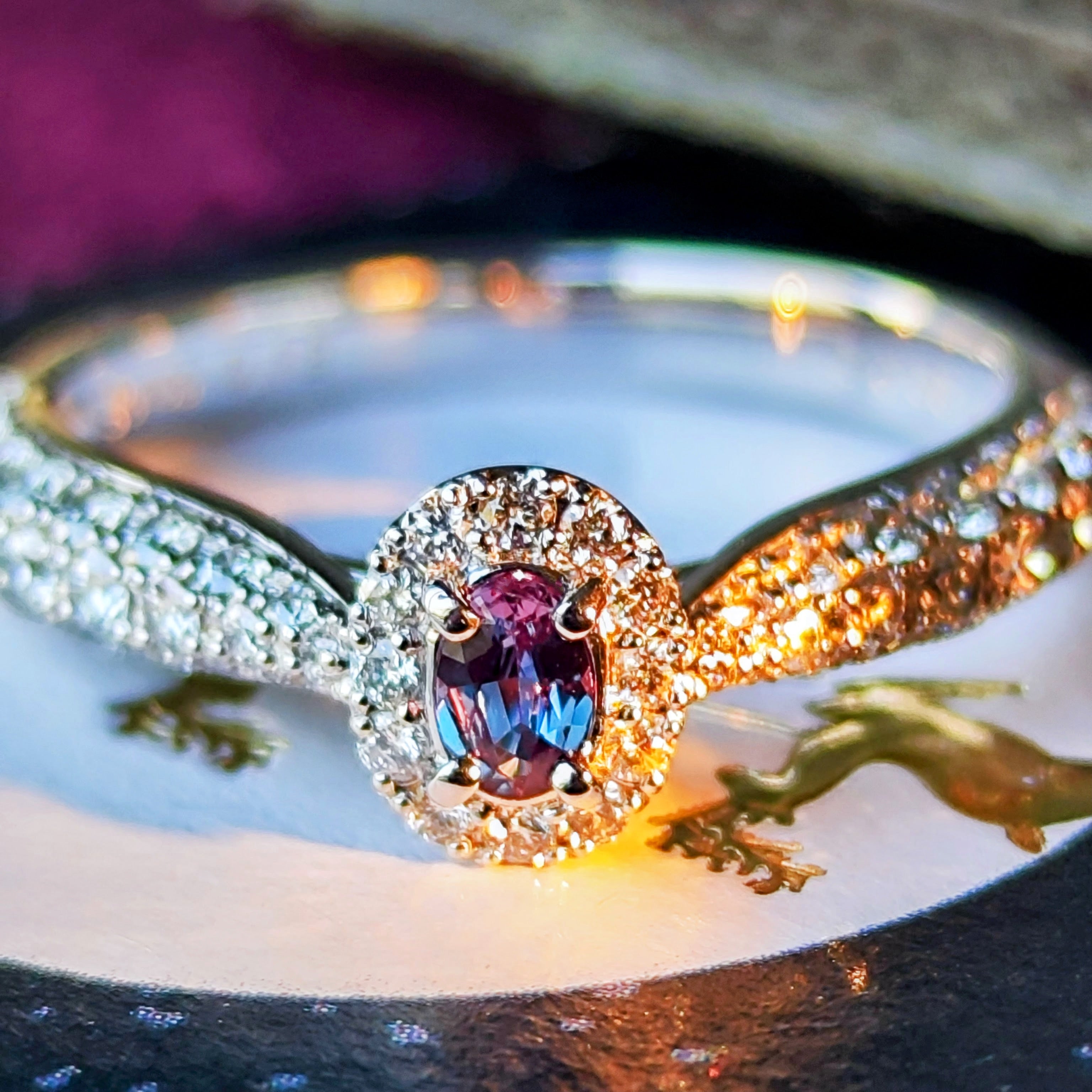 トップカラー】天然アレキサンドライト 天然ダイヤモンド プラチナ