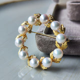 MIKIMOTO ミキモト リース型ブローチ あこや真珠 18金