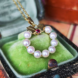 MIKIMOTO ミキモト リース ネックレス あこや真珠 ルビー