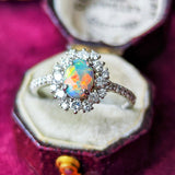 天然ブラックオパール オーストラリア産 天然ダイヤモンド リング