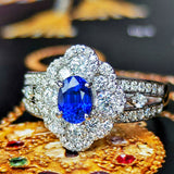 【コーンフラワー】天然サファイア 天然ダイヤモンド リング