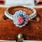 天然ブラックオパール オーストラリア産 天然ダイヤモンド リング