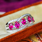 【5石とも非加熱ピジョンブラッド】天然ルビー 天然ダイヤモンド リング