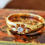 【昭和レトロ】天然ダイヤモンド 菊爪 18金リング