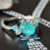 天然パライバトルマリン 天然ローズカットダイヤモンド リング