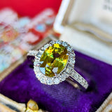 天然スフェーン 2.22ct 天然ダイヤモンド リング